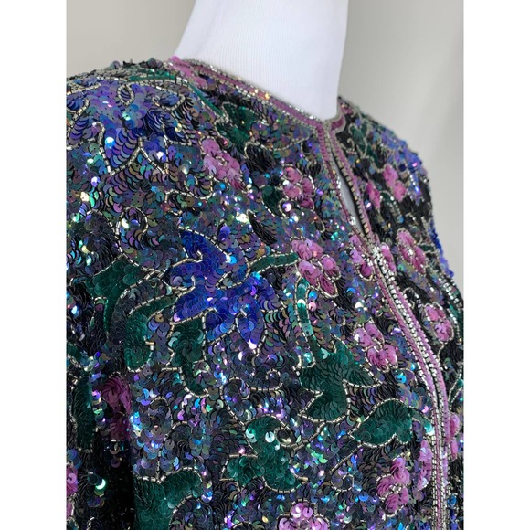 Vtg Sequin Top Sequin Evening Cocktail Holiday Party Christmas New Years Wedding - Picture 5 of 11